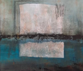 Peinture de Marianne Maillefer, mêlant couleurs, textures et jeux de matière.